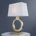 Gold Ring LED Table Lamp Square Base & Rectangle Shade