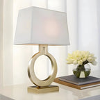 Gold Ring LED Table Lamp Square Base & Rectangle Shade
