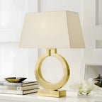 Gold Ring LED Table Lamp Square Base & Rectangle Shade