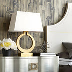 Gold Ring LED Table Lamp Square Base & Rectangle Shade