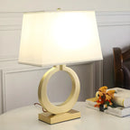 Gold Ring LED Table Lamp Square Base & Rectangle Shade