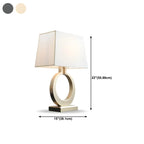 Gold Ring LED Table Lamp Square Base & Rectangle Shade