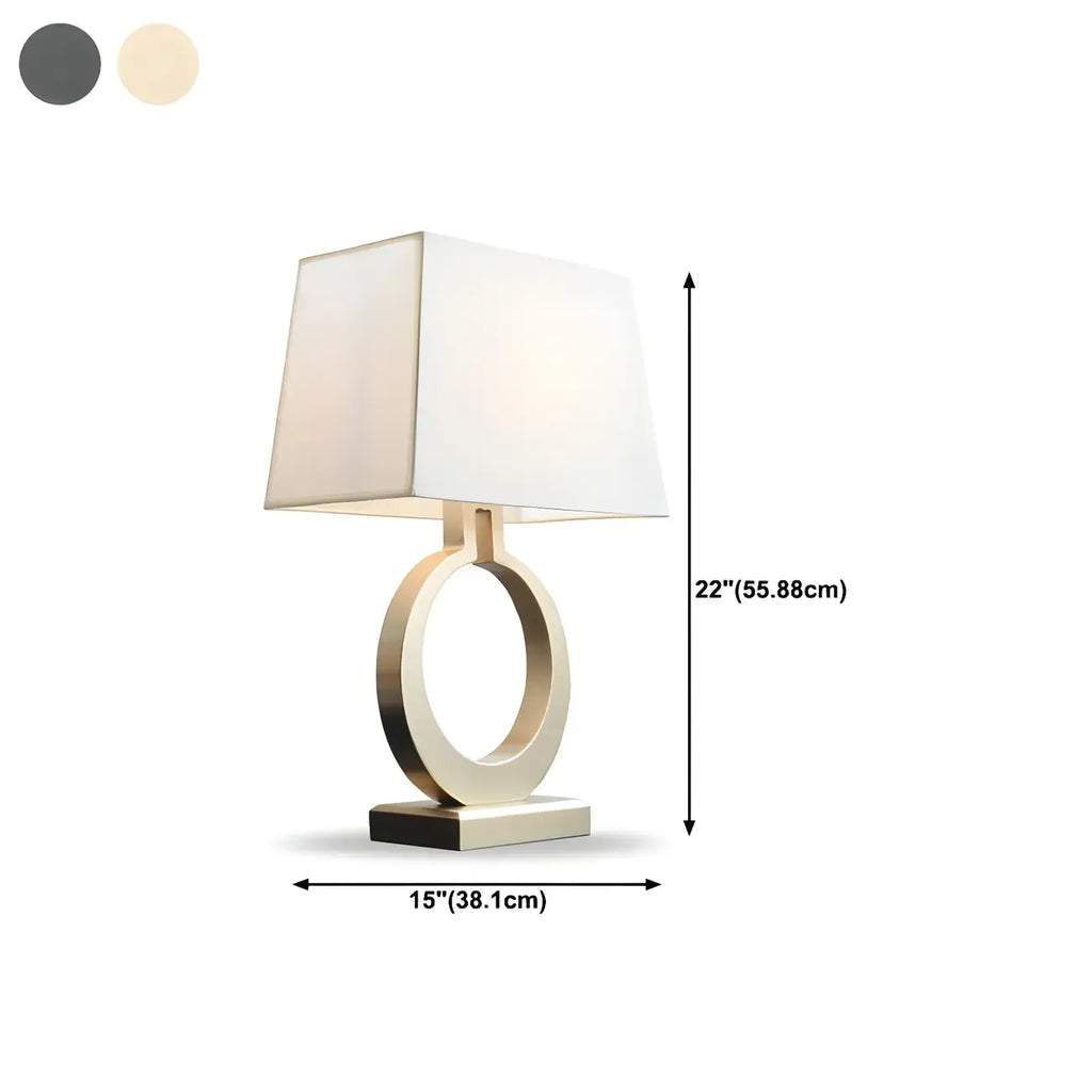 Gold Ring LED Table Lamp Square Base & Rectangle Shade