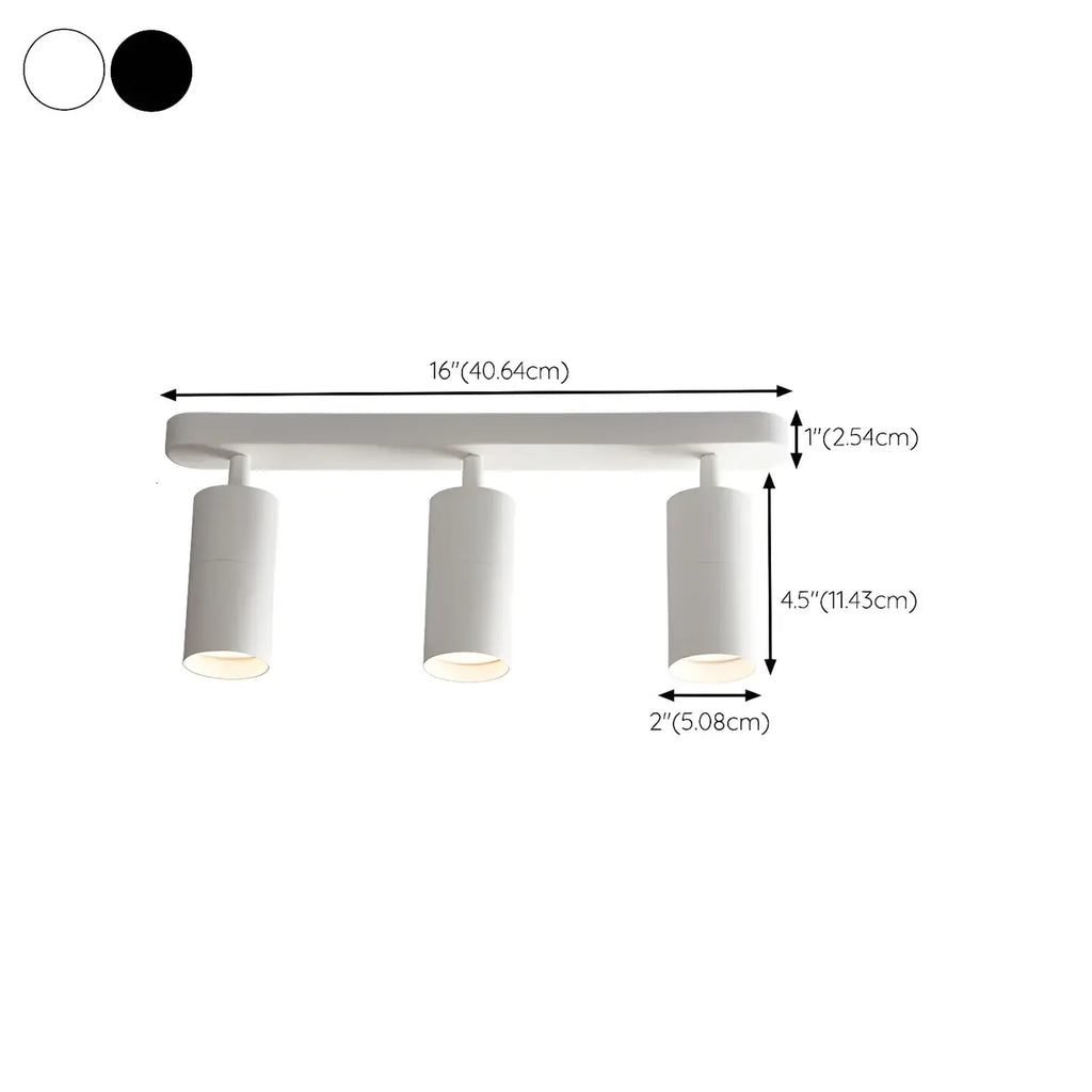 Mini Simple Cylinder Metal Semi Flush Mount Track Light