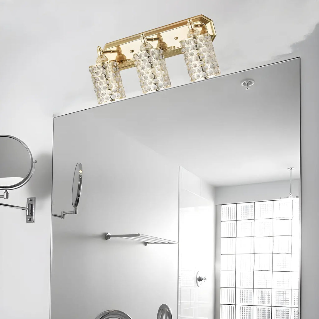 Glamorous Crystal Cylinder Golden Bathroom Vanity Light