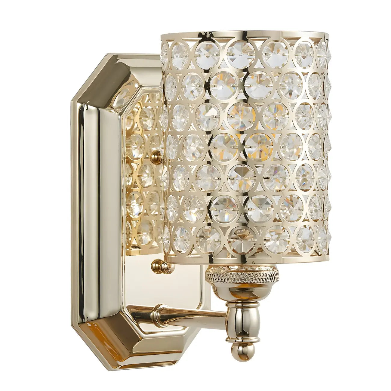 Glamorous Crystal Cylinder Golden Bathroom Vanity Light