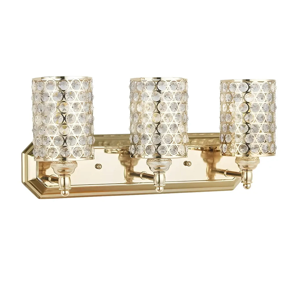 Glamorous Crystal Cylinder Golden Bathroom Vanity Light