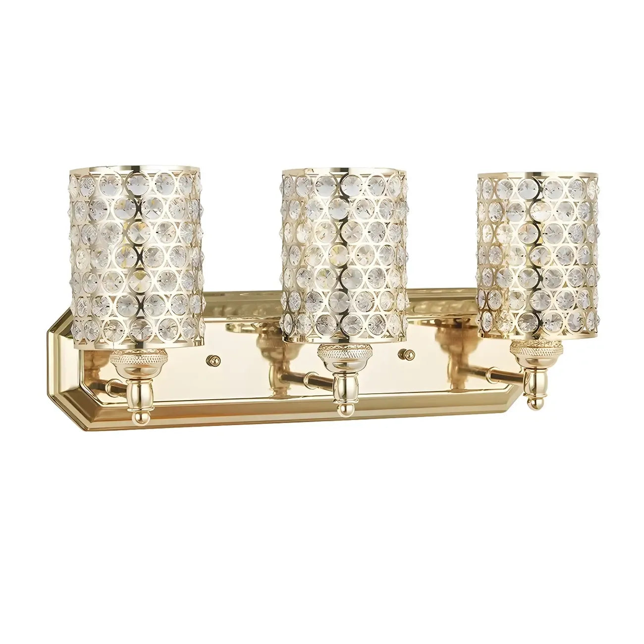 Glamorous Crystal Cylinder Golden Bathroom Vanity Light
