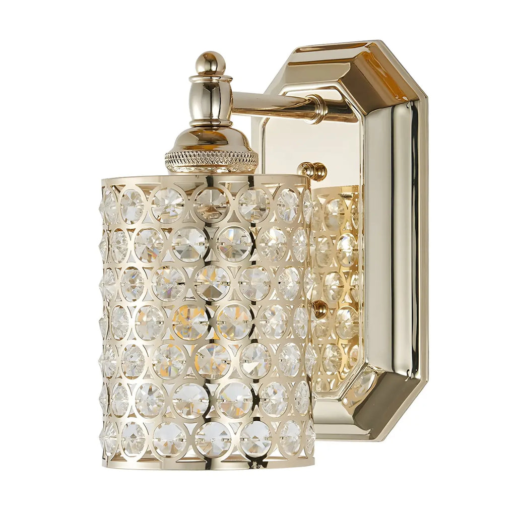 Glamorous Crystal Cylinder Golden Bathroom Vanity Light