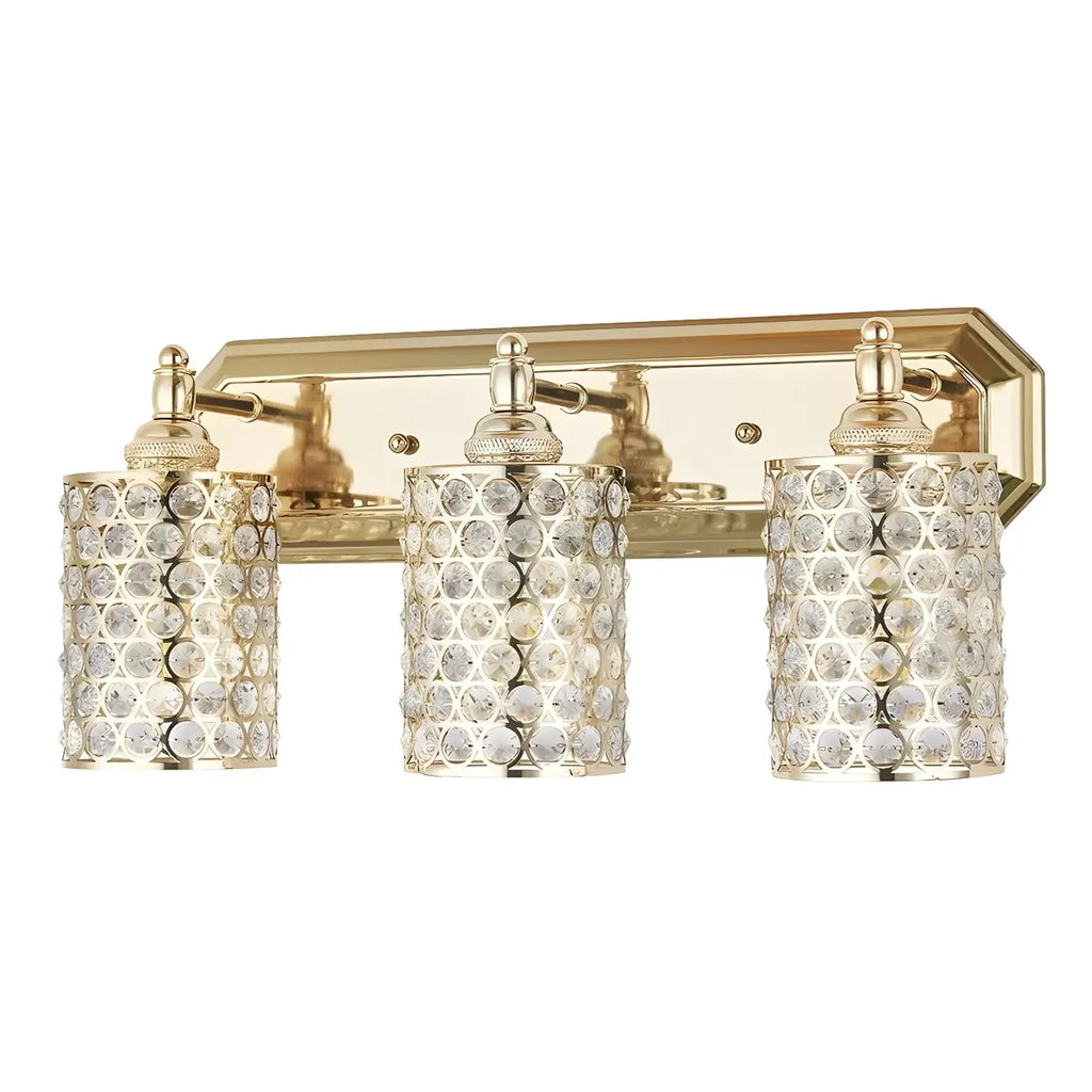 Glamorous Crystal Cylinder Golden Bathroom Vanity Light