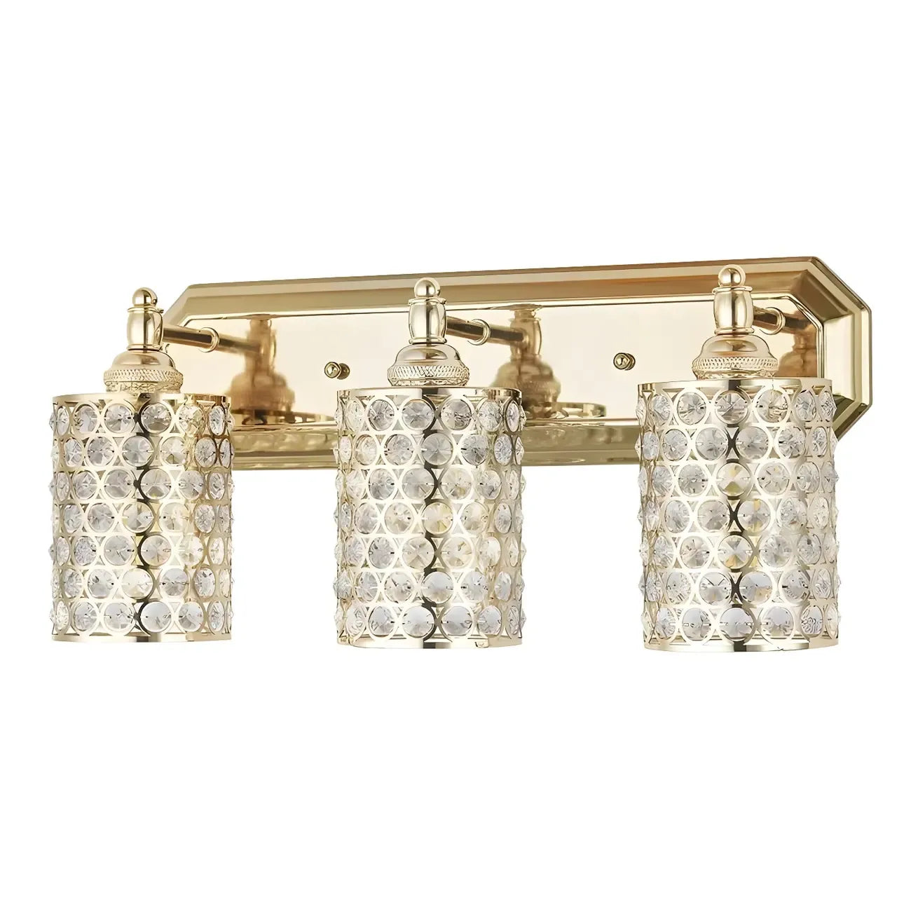 Glamorous Crystal Cylinder Golden Bathroom Vanity Light