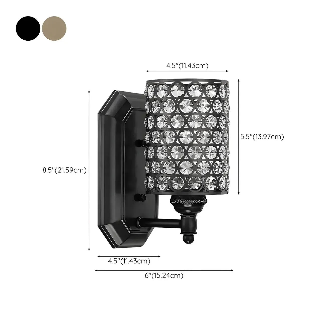 Glamorous Crystal Cylinder Golden Bathroom Vanity Light