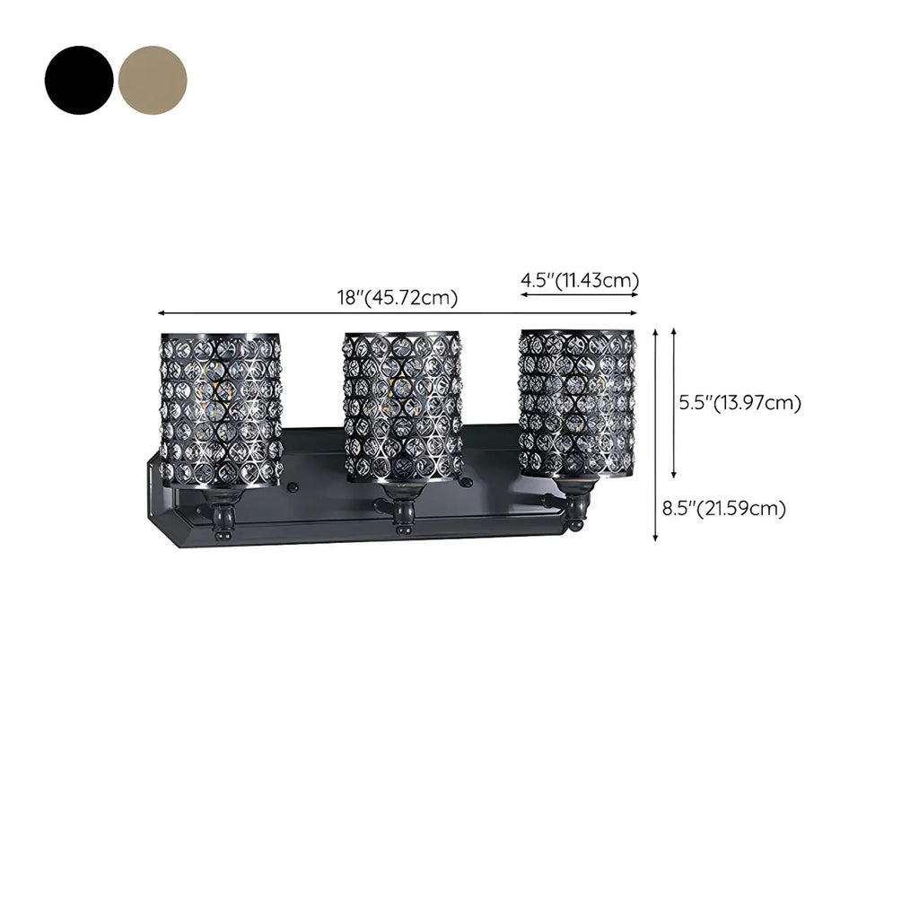 Glamorous Crystal Cylinder Golden Bathroom Vanity Light