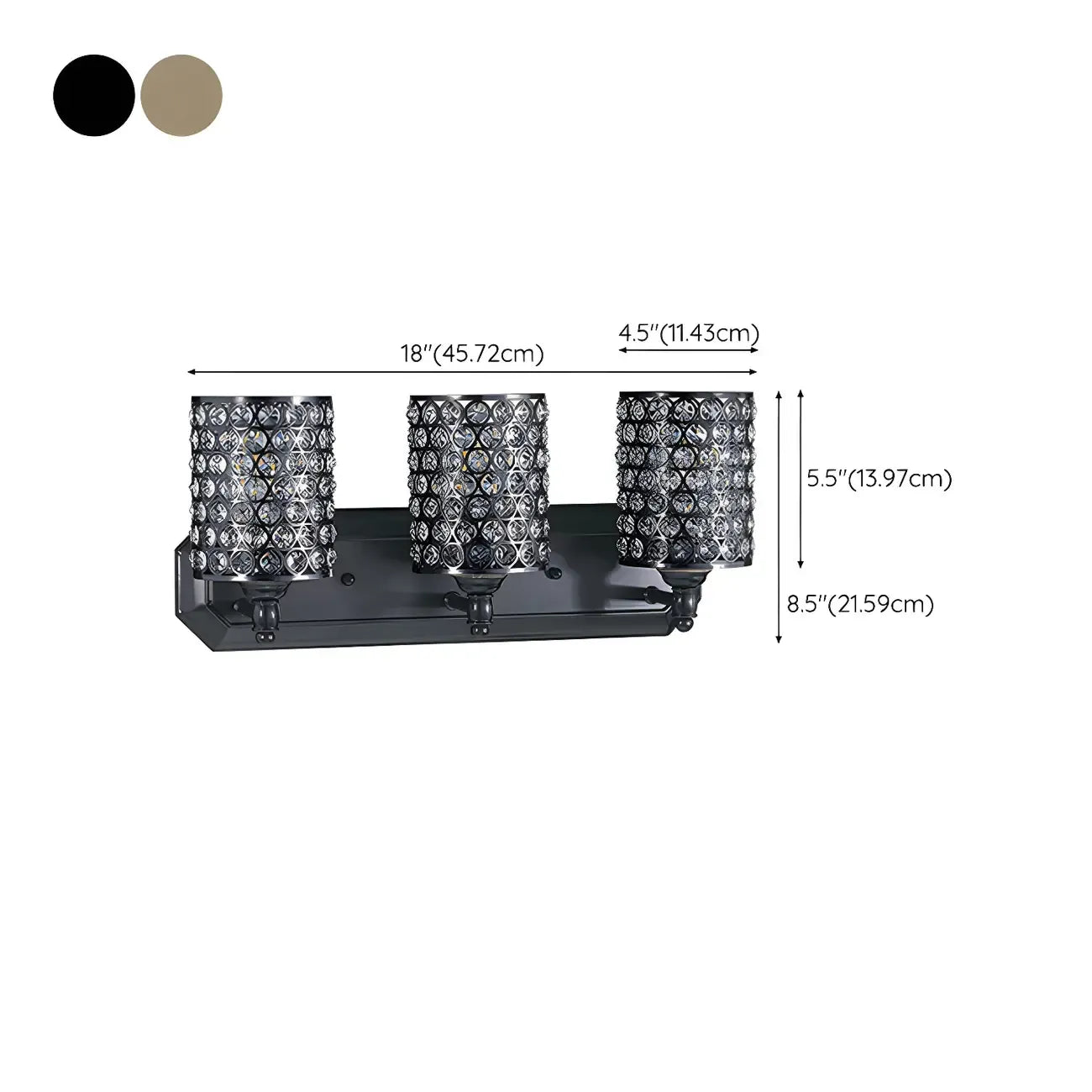 Glamorous Crystal Cylinder Golden Bathroom Vanity Light