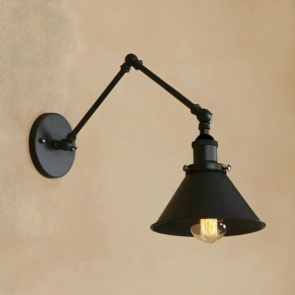 Industrial Metal Black 1-Light Swing Arm Wall Light