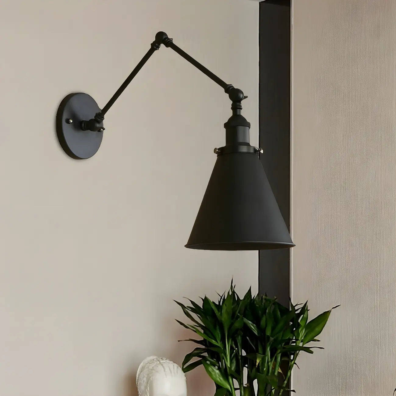 Industrial Metal Cone Swing Arm Wall Light
