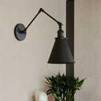 Industrial Metal Cone Swing Arm Wall Light