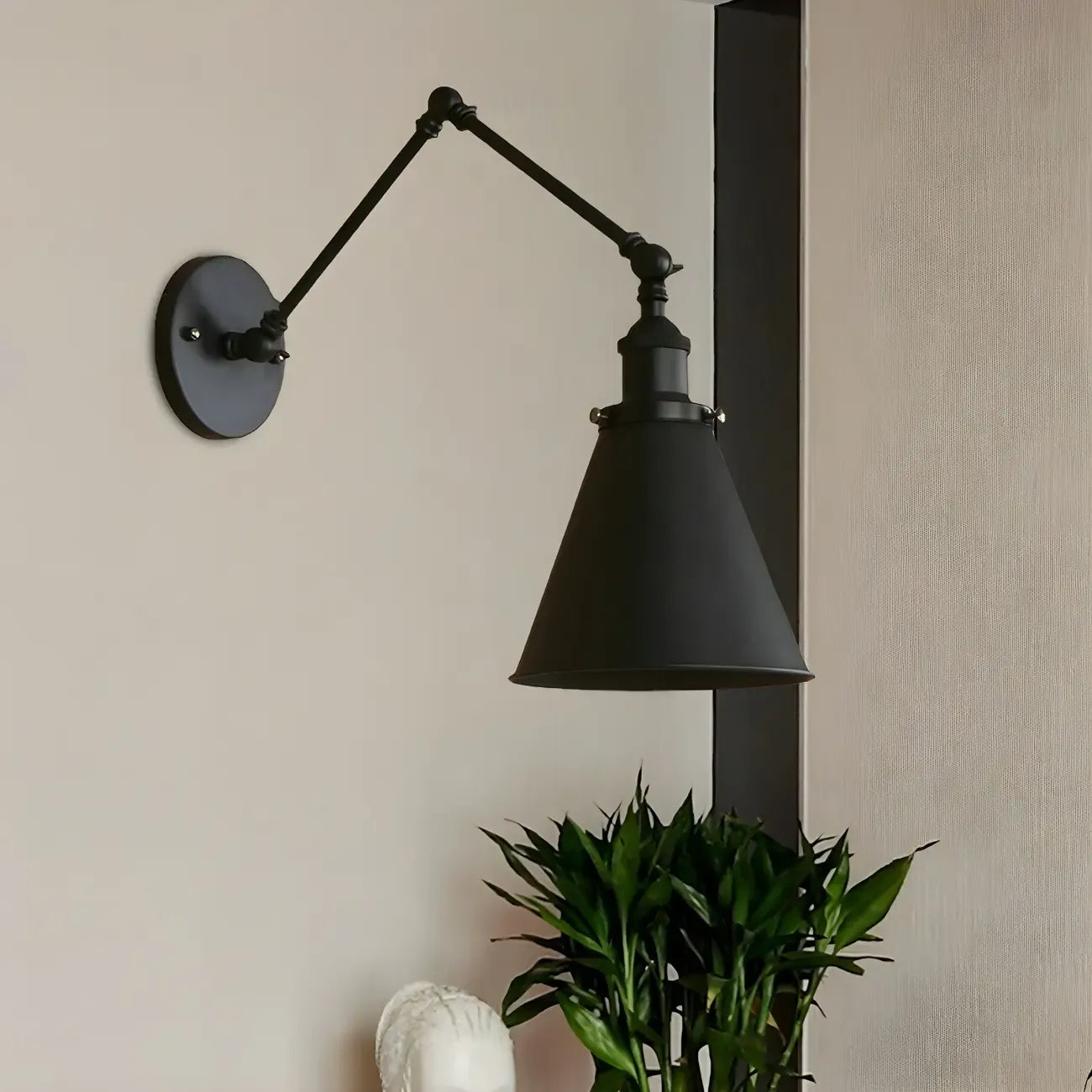 Industrial Metal Cone Swing Arm Wall Light