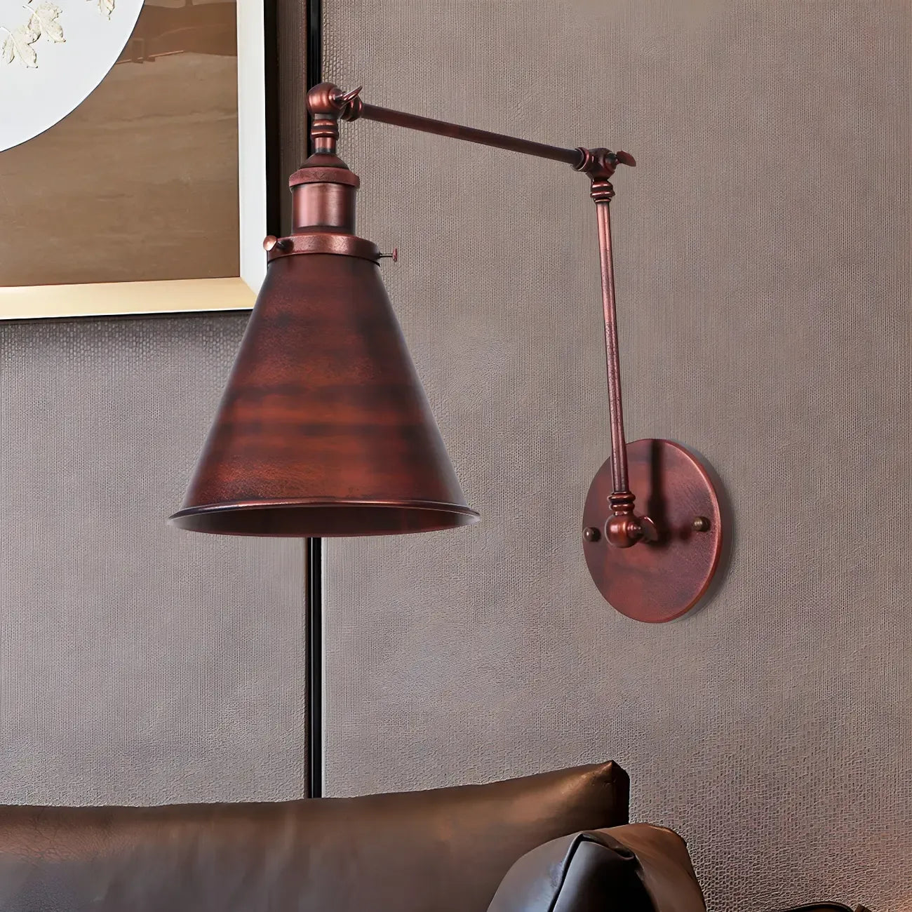 Industrial Metal Cone Swing Arm Wall Light