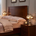 Vintage Luxury Dome Shape Table Lamp Brass and Glass