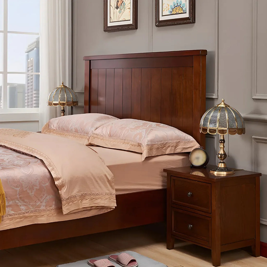 Vintage Luxury Dome Shape Table Lamp Brass and Glass