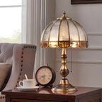Vintage Luxury Dome Shape Table Lamp Brass and Glass