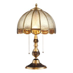 Vintage Luxury Dome Shape Table Lamp Brass and Glass
