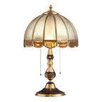 Vintage Luxury Dome Shape Table Lamp Brass and Glass