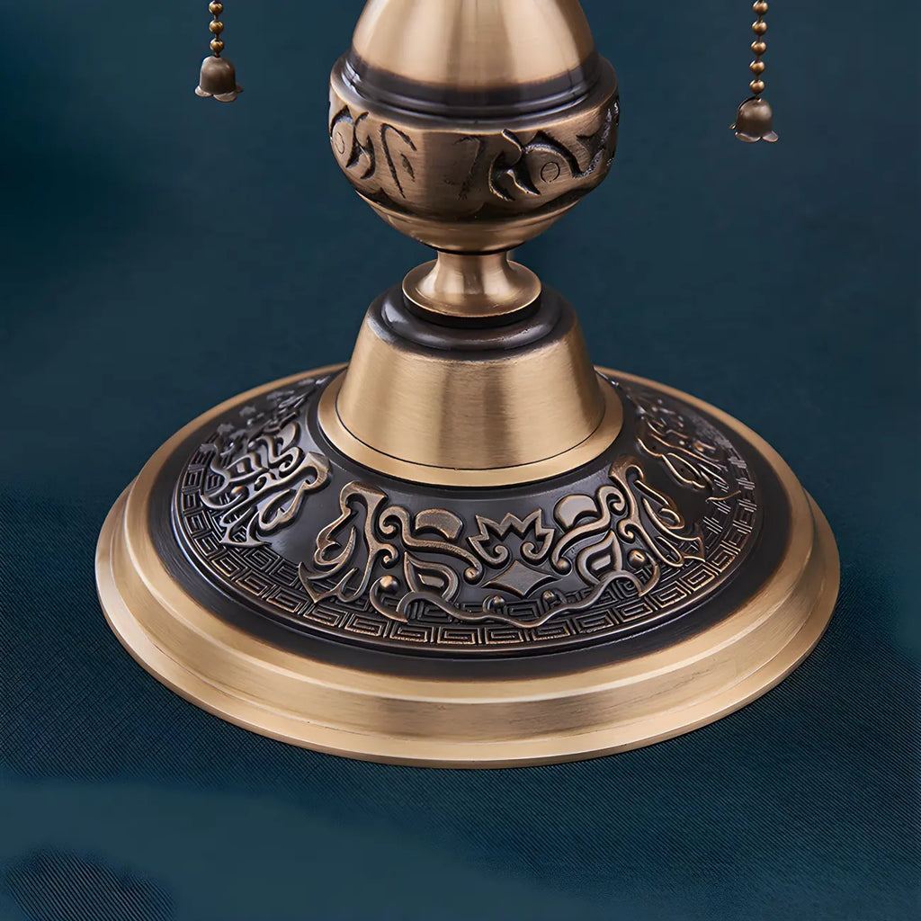 Vintage Luxury Dome Shape Table Lamp Brass and Glass