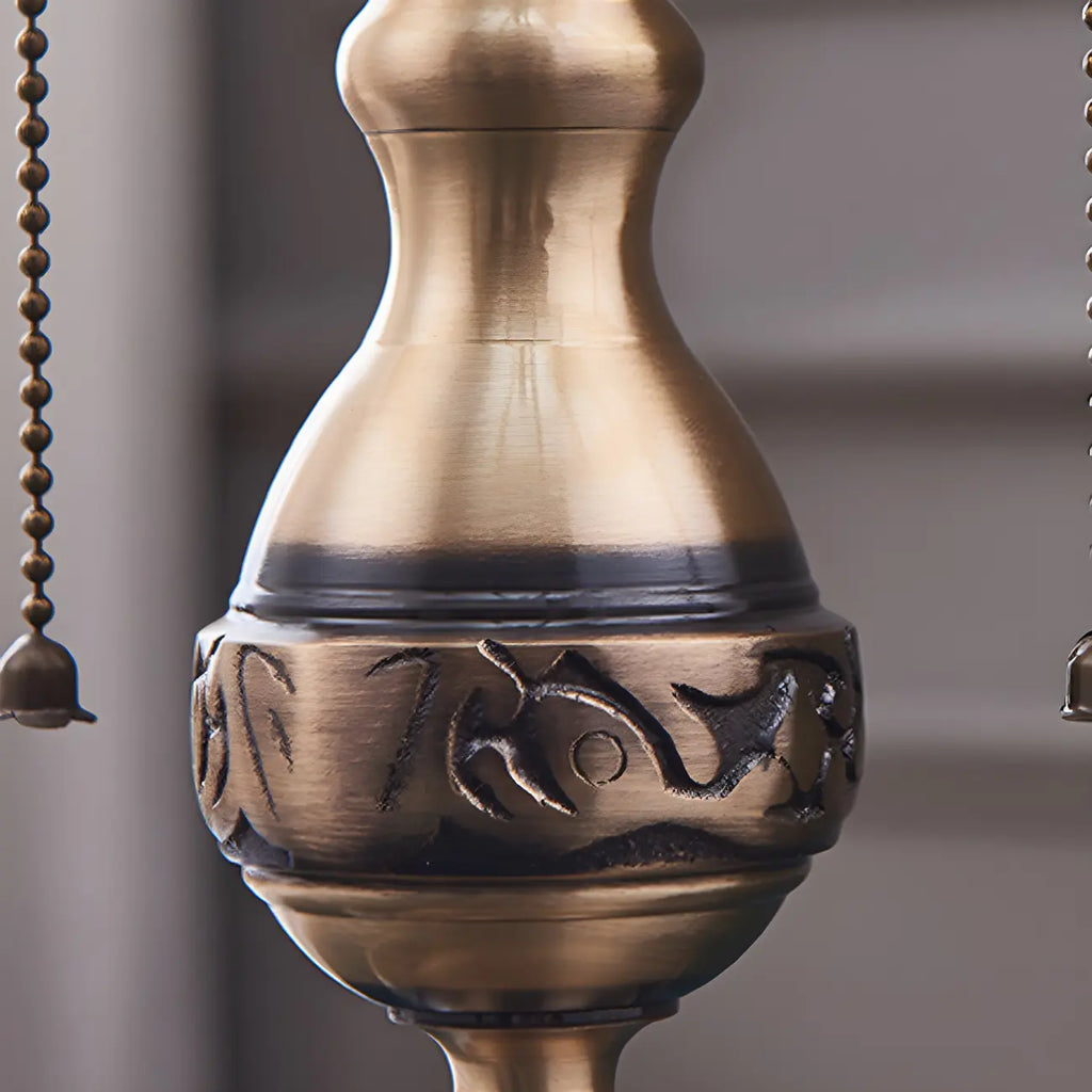 Vintage Luxury Dome Shape Table Lamp Brass and Glass
