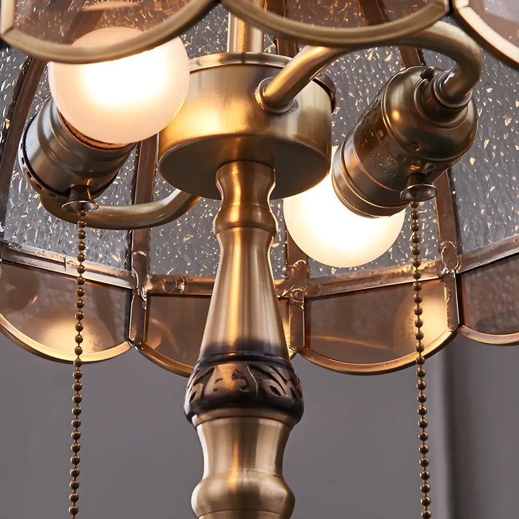Vintage Luxury Dome Shape Table Lamp Brass and Glass