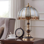 Vintage Luxury Dome Shape Table Lamp Brass and Glass