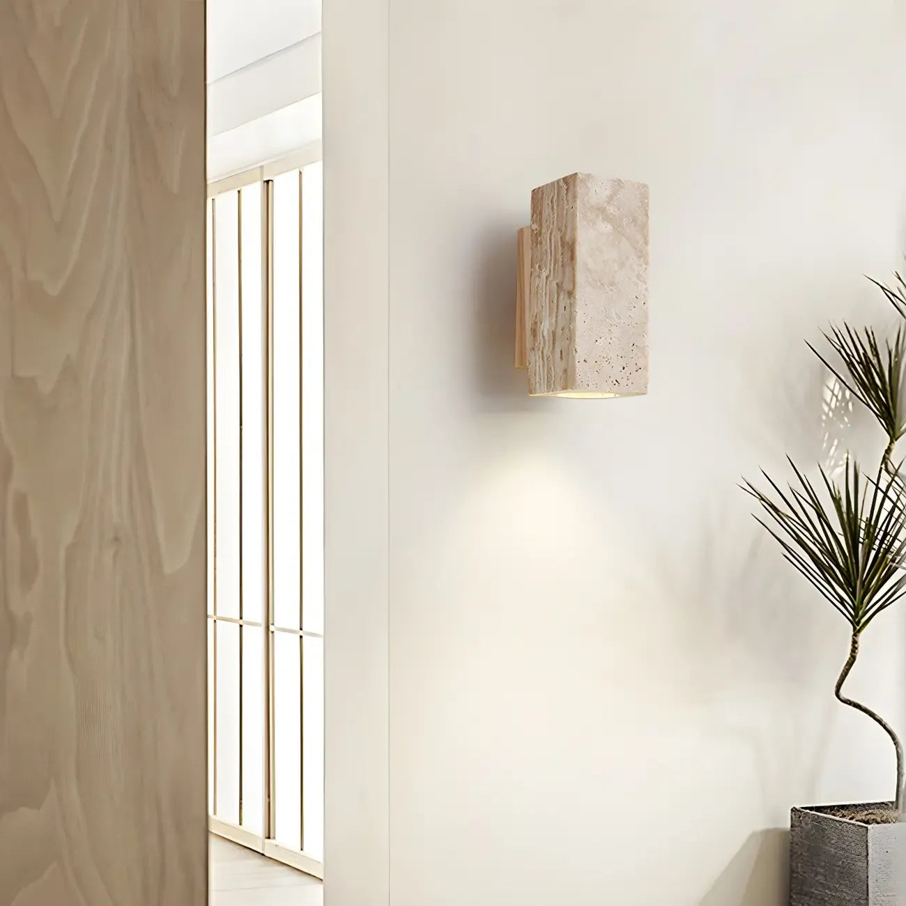 Minimalist Modern Beige Stone Wall Sconce