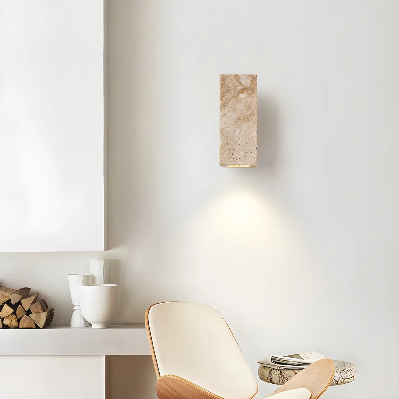 Minimalist Modern Beige Stone Wall Sconce