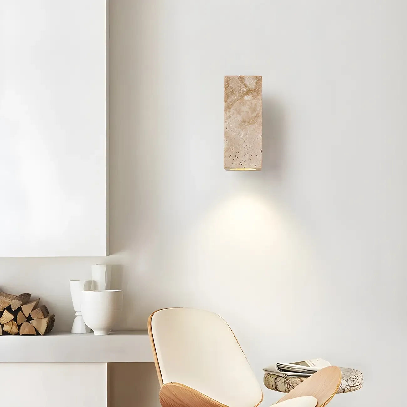 Minimalist Modern Beige Stone Wall Sconce