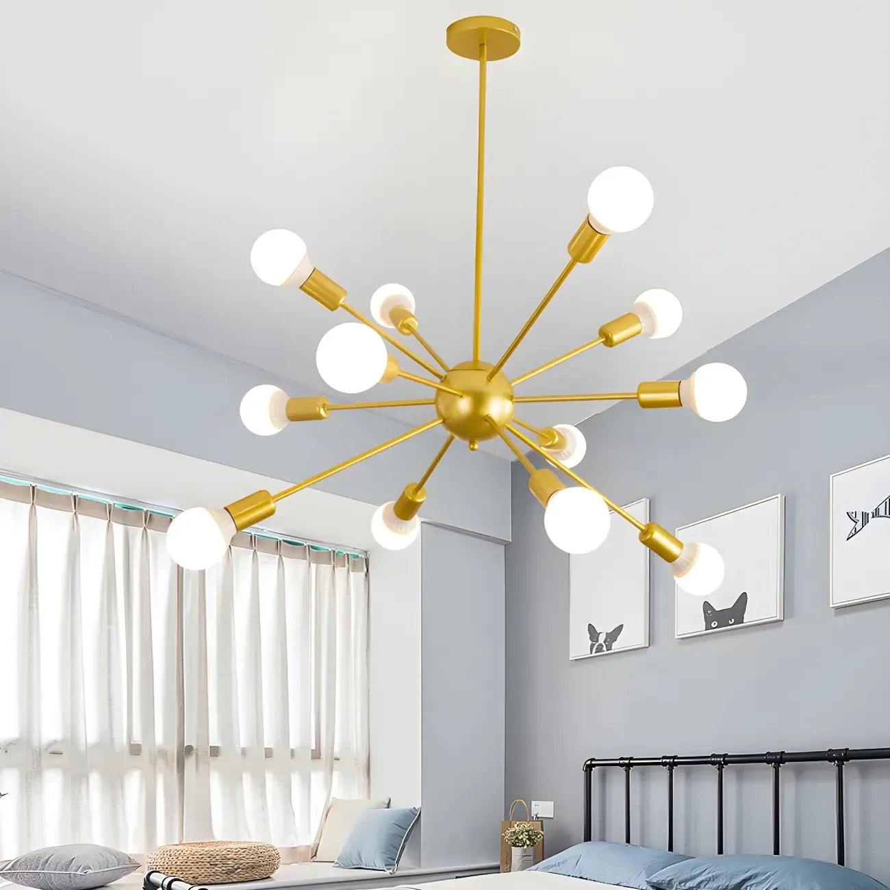 Modern LED Gold Globe Sputnik Chandelier