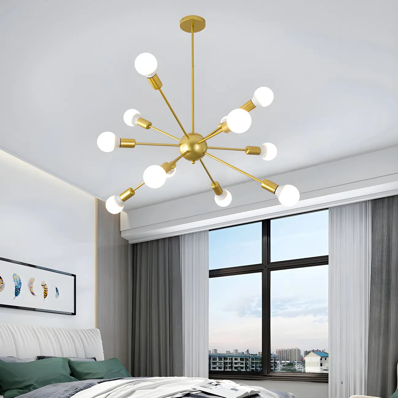 Modern LED Gold Globe Sputnik Chandelier