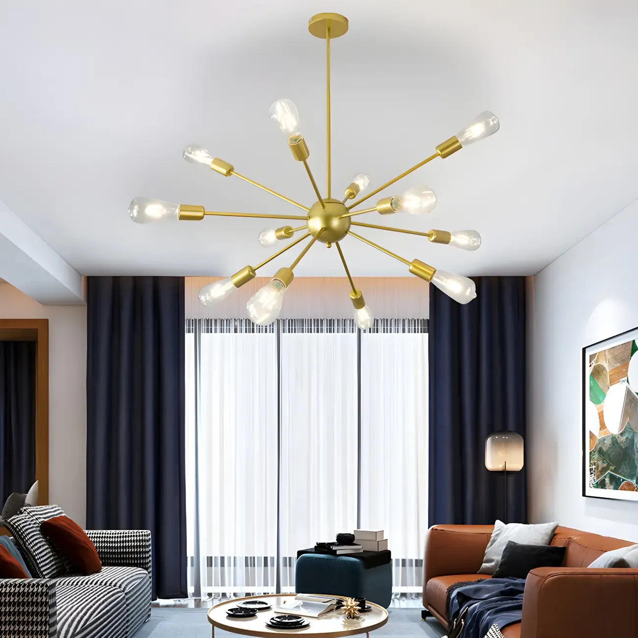 Modern LED Gold Globe Sputnik Chandelier