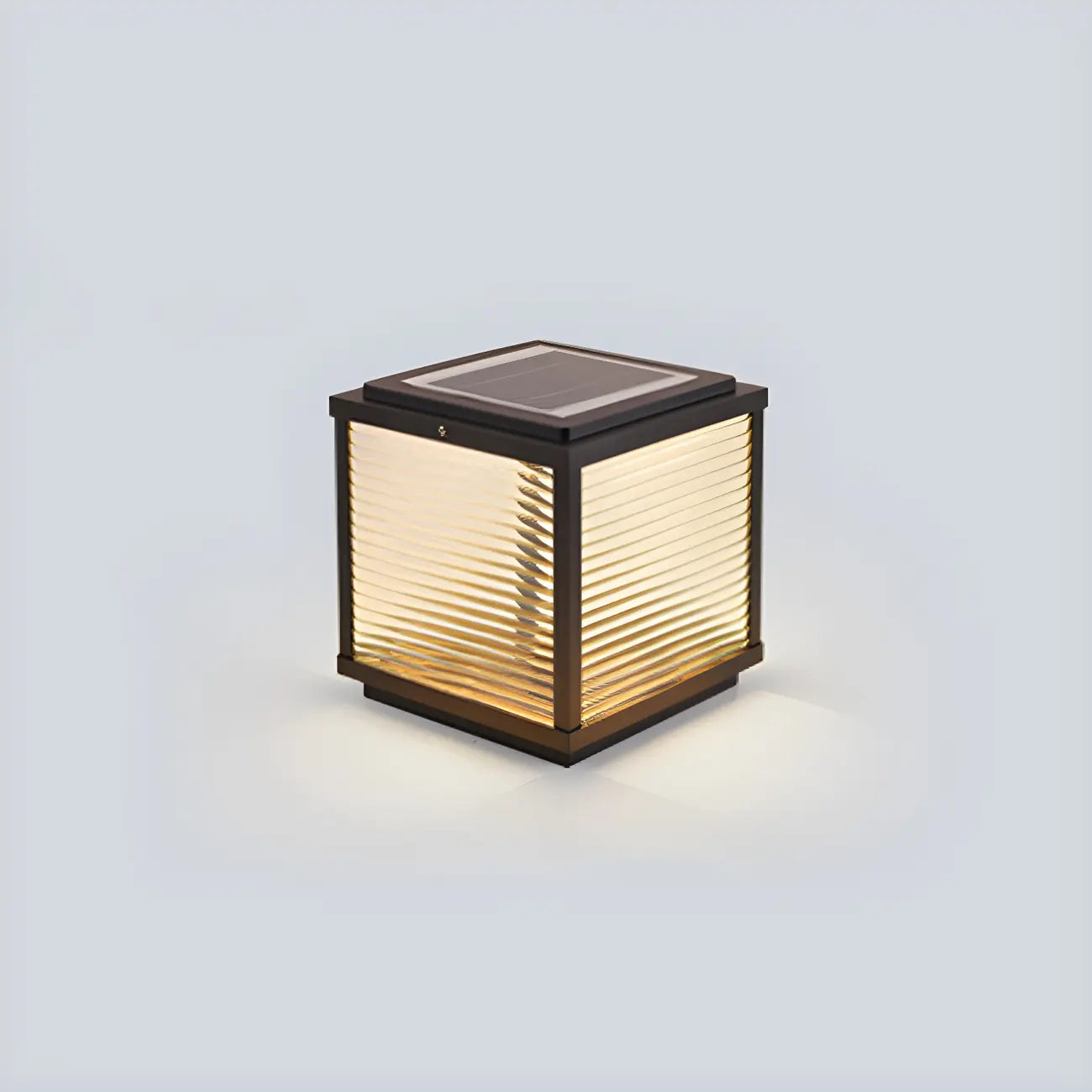 2-Color LED Black Cube Solar Outdoor Post Light