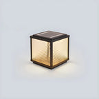 2-Color LED Black Cube Solar Outdoor Post Light