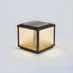 2-Color LED Black Cube Solar Outdoor Post Light