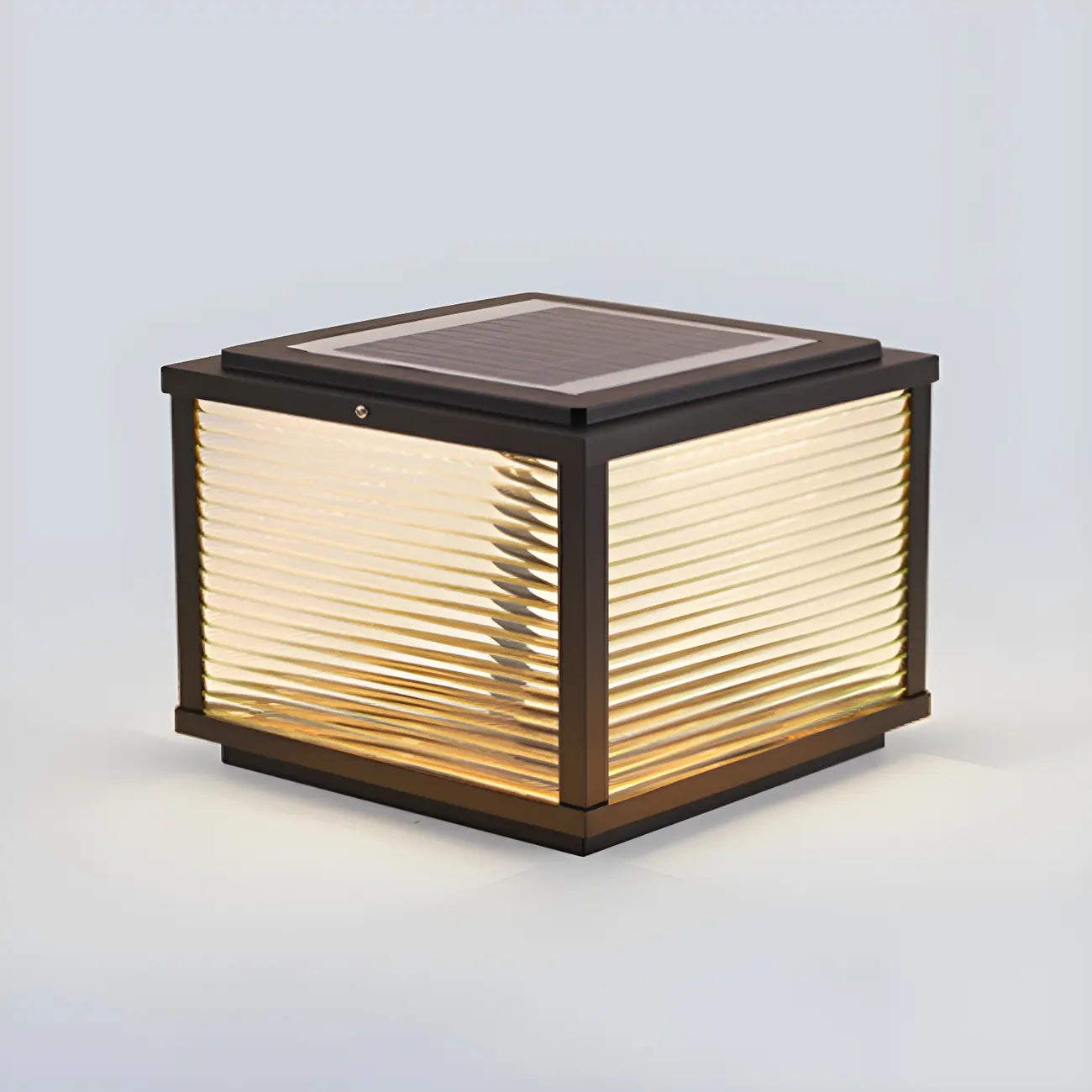 2-Color LED Black Cube Solar Outdoor Post Light