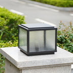 2-Color LED Black Cube Solar Outdoor Post Light