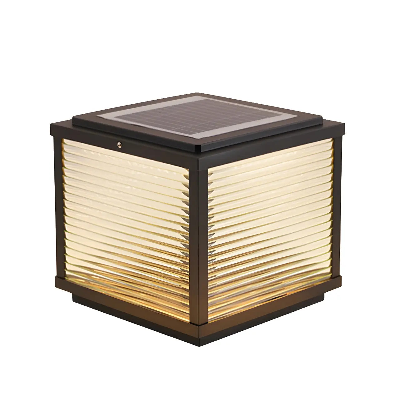 2-Color LED Black Cube Solar Outdoor Post Light