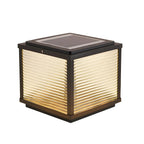 2-Color LED Black Cube Solar Outdoor Post Light