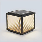 2-Color LED Black Cube Solar Outdoor Post Light