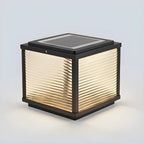 2-Color LED Black Cube Solar Outdoor Post Light