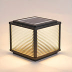 2-Color LED Black Cube Solar Outdoor Post Light