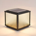 2-Color LED Black Cube Solar Outdoor Post Light