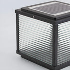2-Color LED Black Cube Solar Outdoor Post Light